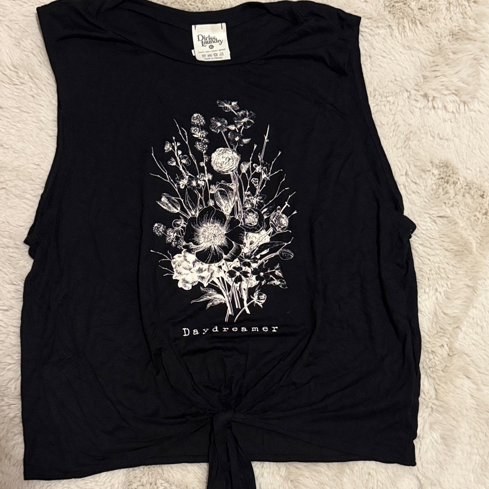 Daydreamer Black Floral Muscle Tee
